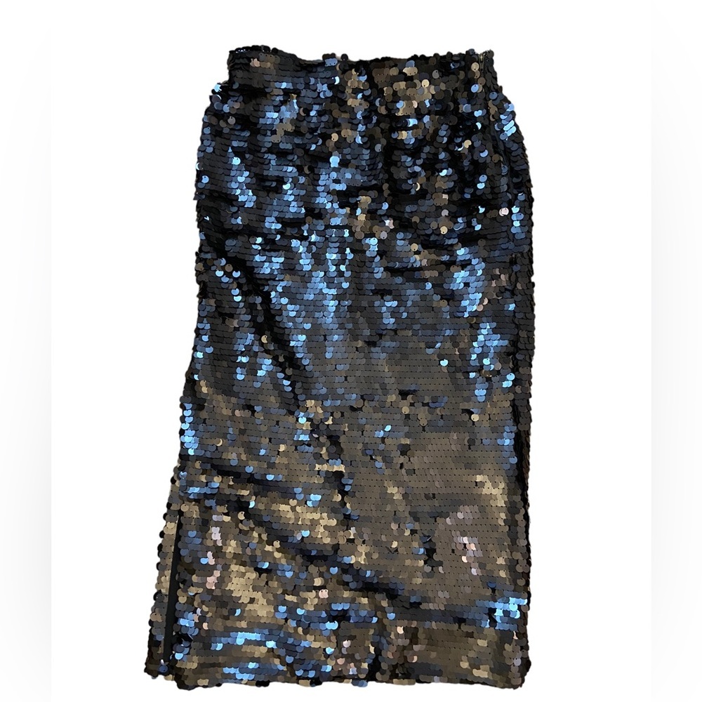 Daniele Fiesoli Italia Black Sequined Skirt With Side Slit